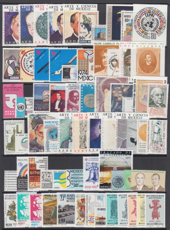 Mexico Sc C377/C552 MNH. 1971-77 Air Mail issues, 50 complete sets, VF