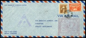 EDW1949SELL : STRAITS SETTLEMENT 5 1941 Air Mail First Flight covers to S'pore