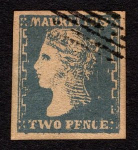 1859, Mauritius 2p, Used, Sc 17, Forgery