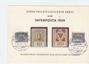 Germany Hamburg 1959  Interposta  postmark exhibition stamps card  R21068