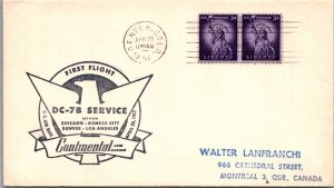 SCHALLSTAMPS UNITED STATES 1957 CACHET FIRST FLIGHT COVER ADDR CANC DENVER CO