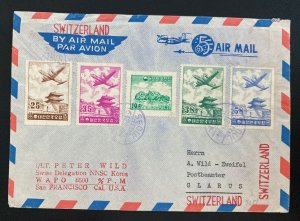 1954 Seoul South Korea Korean War Airmail Cover To Glarus Switzerland