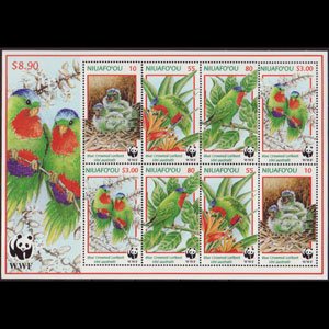 TONGA-NIUAFOU 1998 - Scott# 205a S/S WWF-Lorikeets NH