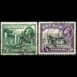 CYPRUS 1934 - Scott# 126-7 Scenes 1/2-3/4p Used