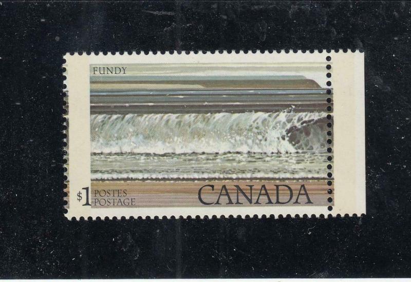 CANADA # 726 MNH $1 BLACK COLOUR SHIFTS AND MISPERF CAT VALUE $400 A BEAUTY