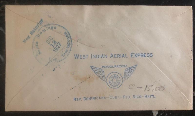 1927 Haiti First Flight Cover FFC To Santo Domingo Dominican Rep Rowe Signed