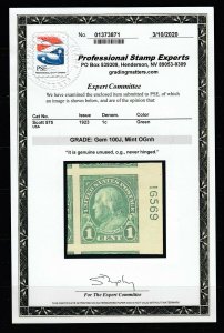 #575 1c Franklin (Mint Never Hinged) PSE Certificate Grade 100J