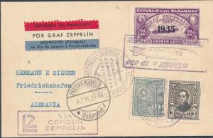 1932 Paraguay Graf Zeppelin Postcard Cover to Germany LZ 127 Hermann Sieger