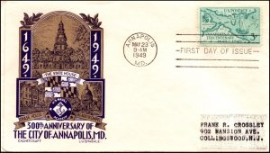 Scott 984 - 3 Cents Annapolis Staehle FDC - Typed Address - Planty 984-1