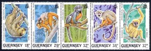 Guernsey Sc# 420a MNH Strip/5 1989 Rainforest Animals