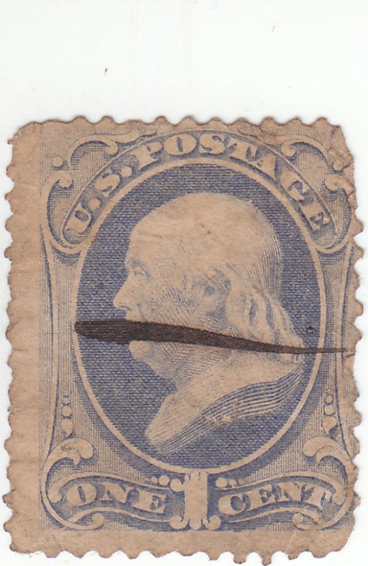 Scott #145 - 1c Ultramarine - Franklin - Used - SCV $25.00