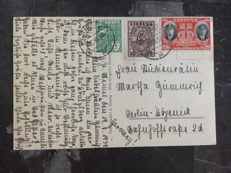 1938 Memel Lithuania Picture Postcard Cover To Germany