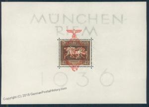 Germany 1937 Braune Band Horse Race Mi Block 10 MNH Souvenir Sheet 50401