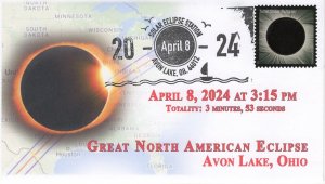 24-051, 2024, Total Eclipse 2024,  Event Cover, Pictorial Postmark, Avon Lake OH