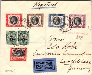 1935 Otjiwarongo SWA Registered Mail FFC First Flight Cover to Saalfeld Germany