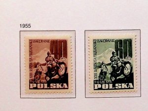 POLAND Sc 693-4 NH ISSUE OF 1955 - MOTORCYCLISTS - (CS25)