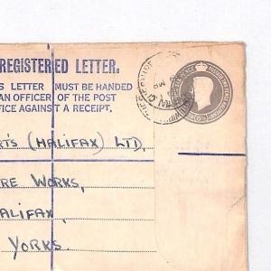 GB CHESHIRE Wirral *Bromborough* Registered Postal Stationery Cover 1950s BM121