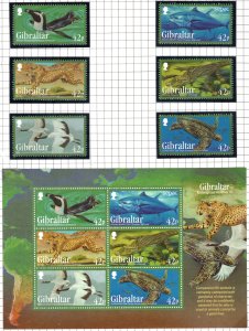 GIBRALTAR 2013 Endangered Animals; Scott 1405-10, 1410a, SG 1531-37; MNH