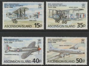 ASCENSION IS - 1998 - RAF, 80th Anniv - Perf 4v Set - Mint Never Hinged