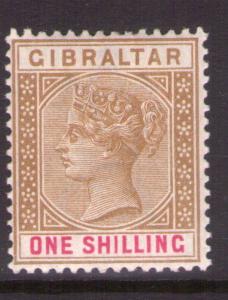 GIBRALTAR SG45  Victoria 1898 1/-  lightly hinged.