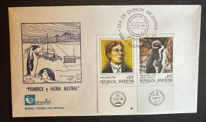 CM) 1986. ARGENTINA. FDC. PIONEERS AND AUSTRAL FAUNA. DOUBLE STAMP. XF