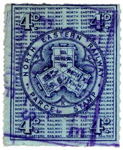 (I.B) North Eastern Railway : Parcel Stamp 4d (Newcastle)