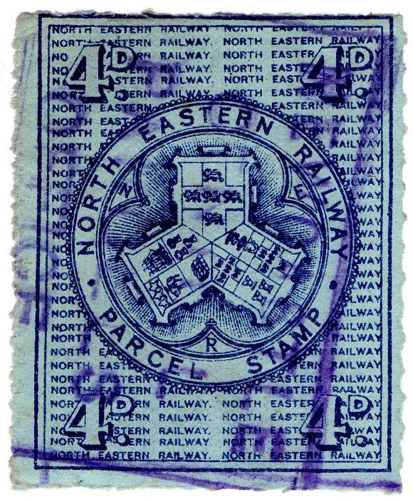 (I.B) North Eastern Railway : Parcel Stamp 4d (Newcastle)