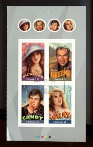 ? Canadians in Hollywood, Lorne Greene, J. Candy,  Souvenir Sheet used Canada