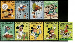 Grenada 1979 - Disney - Sports - Set of 9 Stamps - Scott #950-58 - MNH