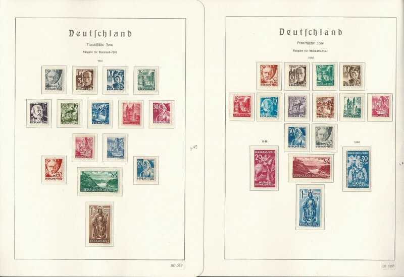 Germany Stamp Collection on 7 Hingless Lighthouse Pages, French Zone B, JFZ