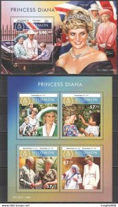 2015 Solomon Islands Diana Princess Of Wales #3451-55 1+1 ** Ls494