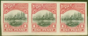 Niue 1920 1d Black & Dull Carmine SG39 Imperf Proof Strip of 3 Fine MNH