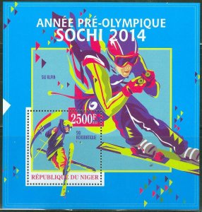 NIGER 2013 SOCHI 2014 WINTER OLYMPIC GAMES SKI S/SHEET