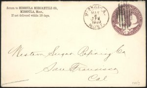 USA 1893 MISSOULA Mercantile Montana Corner Columbian 2c Cover 108399