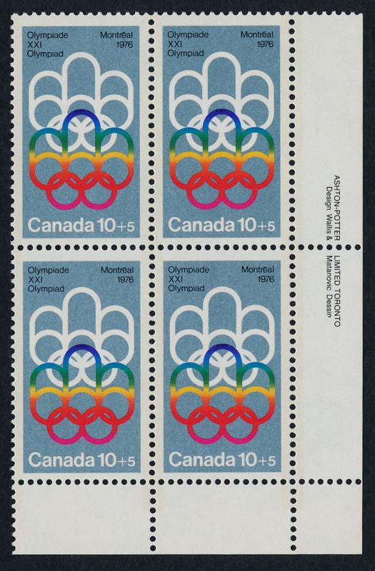 Canada B2 BR Plate Block MNH Olympic Symbols