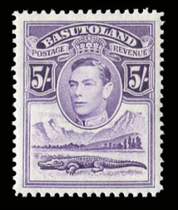 Basutoland #27 (SG 270 Cat£45, 1938 5sh violet, never hinged