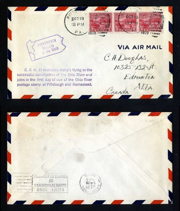 # 681 Airmail First Day Cover with cachet from Pittsburgh, PA - 10-19-1929