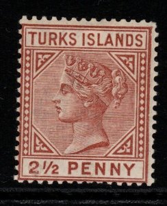 TURKS ISLANDS SG56 1882 2½d RED-BROWN MTD MINT