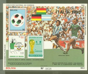 Bolivia #689/726  Souvenir Sheet (Soccer)