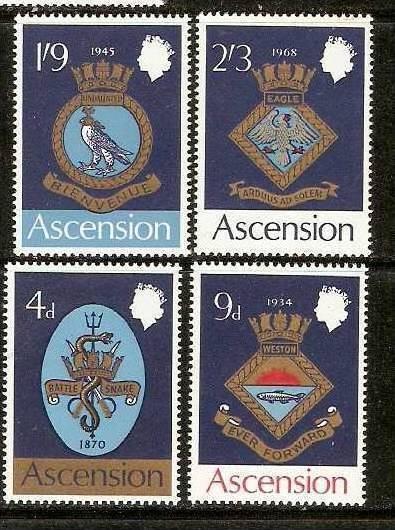 Ascension Island 1969 Coat of Arms of Royal Naval Ship, Eagle 4V Set  MNH # 1753