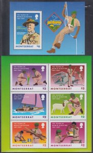 MONTSERRAT Sc # 1171-2 CPL MNH SHEETLET of 6 and S/S for SCOUTING CENTENARY