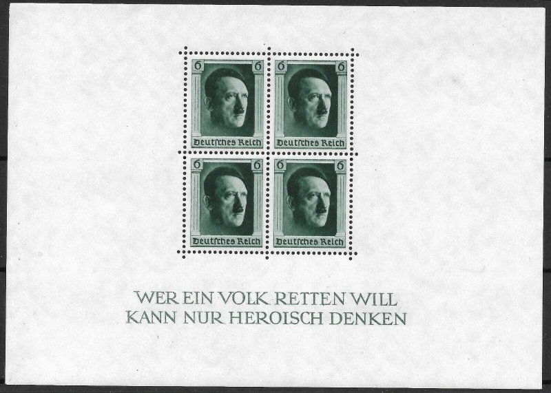 Doyle's_Stamps: MNH pre-WWII German Hitler Souvenir Sheet Scott #B102**  (L23)