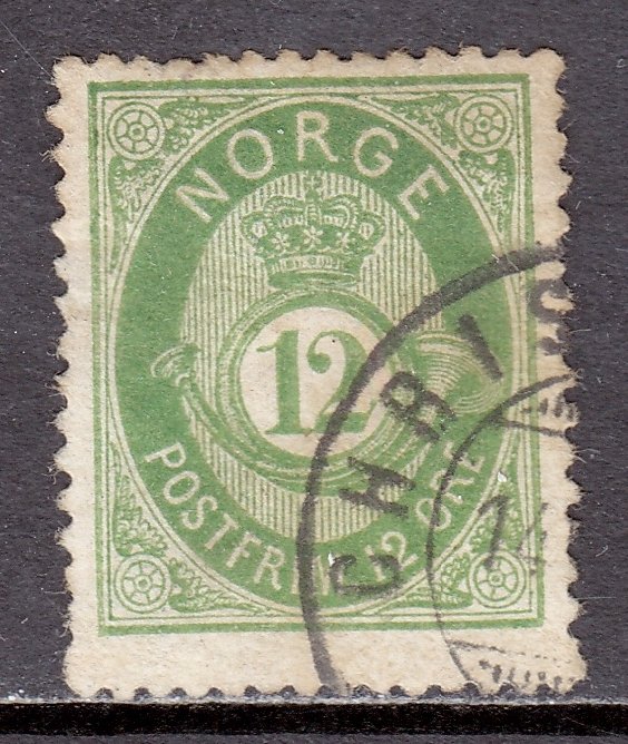 Norway - Scott #26 - Used - Toning - SCV $25.00