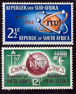 South Africa 1965 Sc#306/307 ITU EMBLEM AND SATELLITES (SPACE) Set (2) MNH