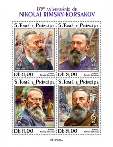 Sao Tome & Principe 2019 MNH Music Stamps Rimsky-Korsakov Composers 4v M/S