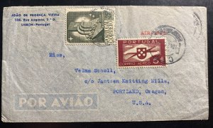 1950s Lisbon Portugal Airmail Commercial Cover To Portland OR USA