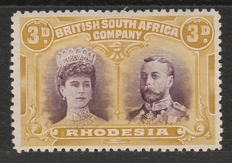 RHODESIA 1910 KGV DOUBLE HEAD 3D PERF 14