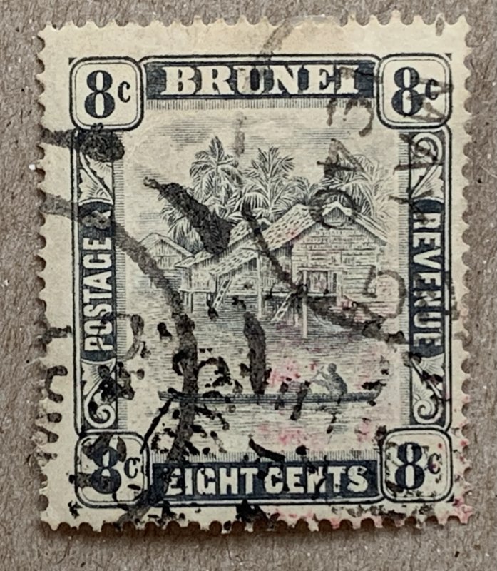 Brunei 1933 8c used in TEMBURONG with Singapore cancel. Scott 53. SG72