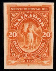 ✔️ EL SALVADOR 1890 - VICTORY IMPERFORATED HBNC SC.43 Mi. 32 MNGAI [001E]