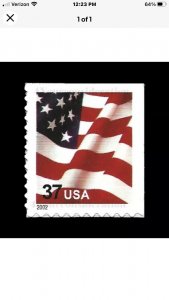 Scott #3636 - 37¢ - FLAG - Large 2002 Date Single Booklet Stamp - MNH